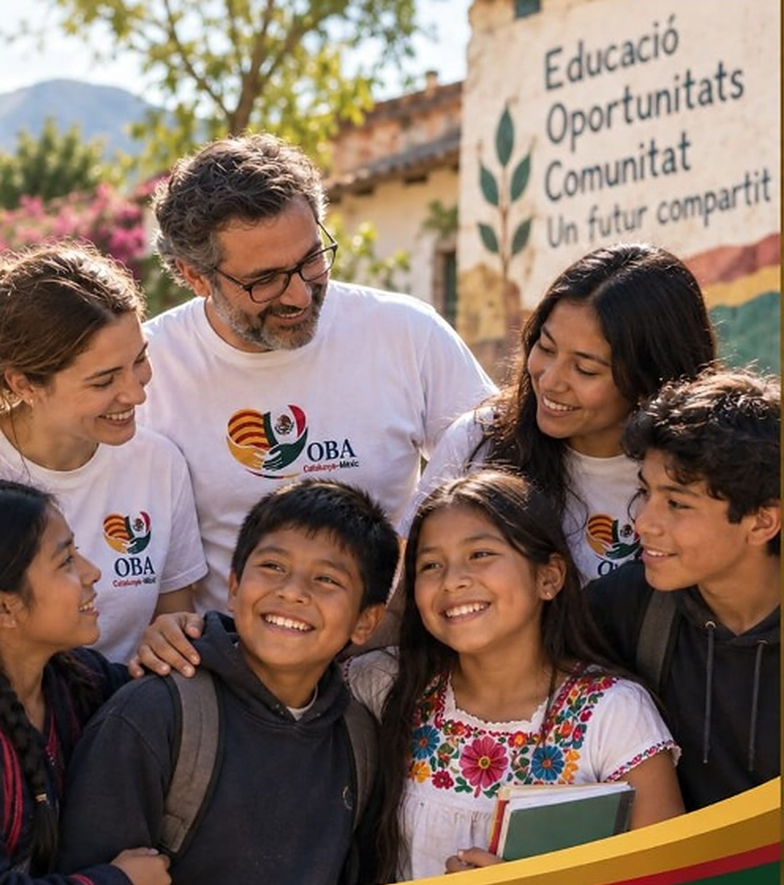 Equip de voluntaris de l'OBA amb infants a Mèxic