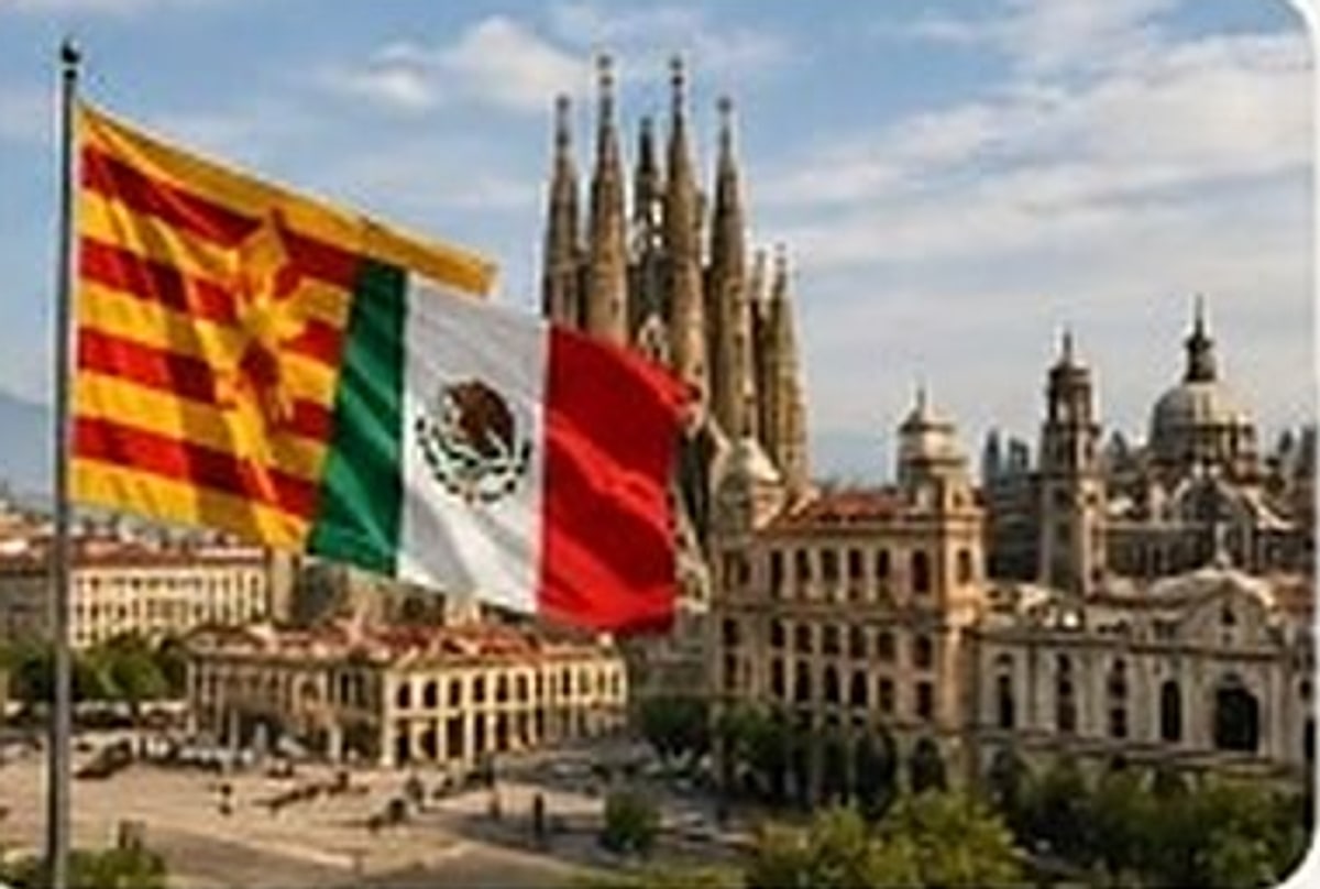 Banderes de Catalunya i Mèxic